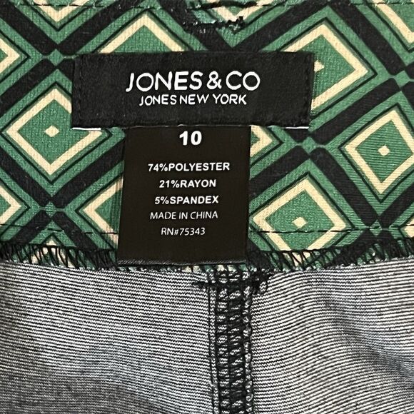 Jones & Co Womens Size 10 Green Geometric Print Pants - Picture 5 of 5